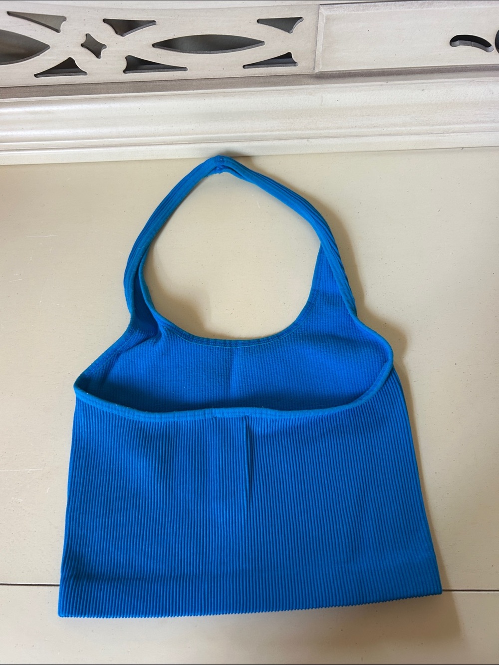 Blue Ribbed Shoulder Tote Bag - Picture 3 of 3